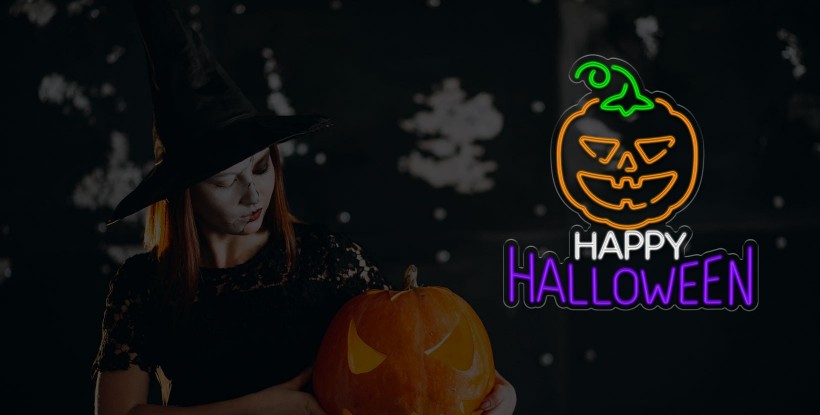 Neón happy halloween