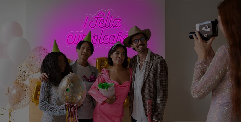 Neón feliz cumpleaños