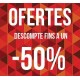 Cartel ofertas -50% triángulos