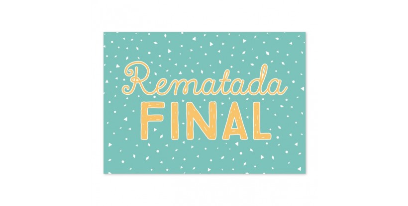 Cartel Remate Final Confetti turquesa