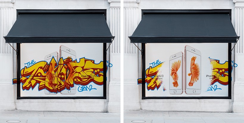 Vinilo impreso para escaparates con laminado antigraffiti Mactac