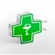 Cruz de farmacia básico con gráfica verde