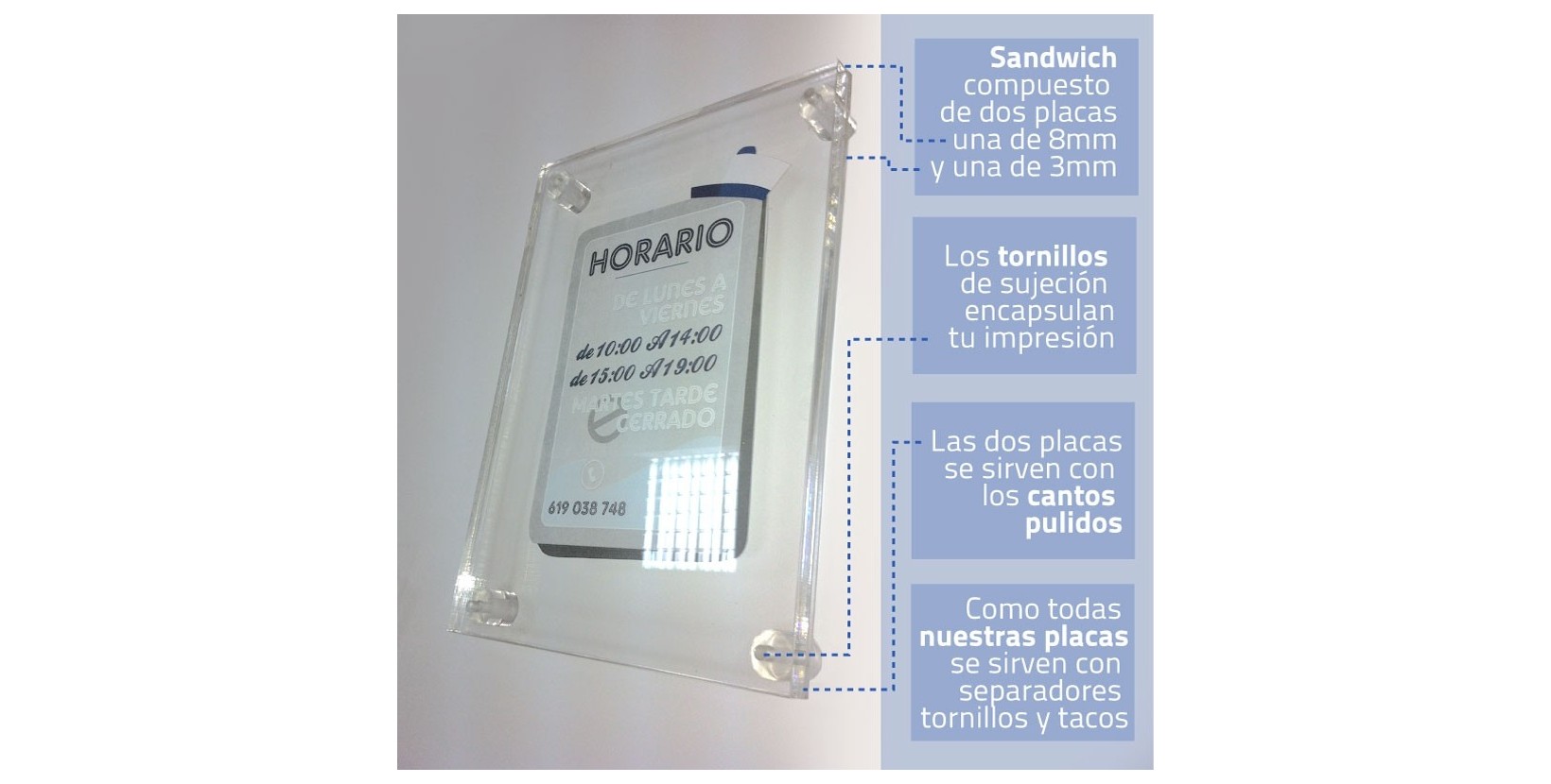 Doble placa de metacrilato