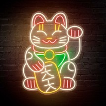 Neón Maneki-neko - Gato de la Suerte