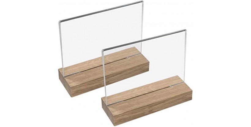 Portamenús A6 horizontal | 2 unidades | base madera