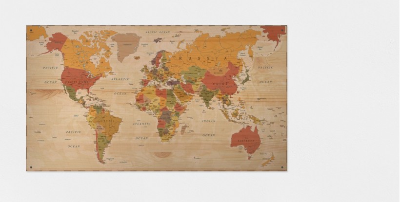 Cuadro mapa mundi Mapamundi de efecto metalico