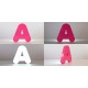 Letras corpóreas para fachada de aluminio lavanda