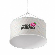 Banner colgante circular 360° para ferias y eventos