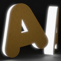 Letras de dibond satinado bronce + metacrilato iluminado