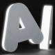 Letras de dibond satinado plata + metacrilato iluminado
