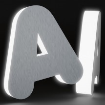 Letras de dibond satinado plata + metacrilato iluminado
