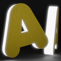 Letras de dibond satinado oro + metacrilato iluminado