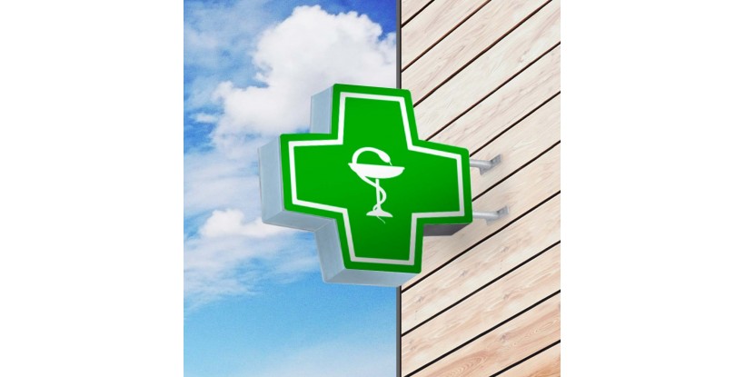 Cruz de farmacia básico con gráfica verde