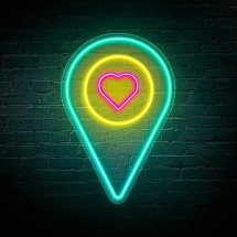 Neón icono ubicación + corazón
