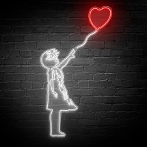 Neón Niña con globo Inspiración Grafiti