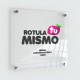 Placa metacrilato rotulada fondo transparente