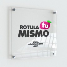 Placa metacrilato transparente rotulada