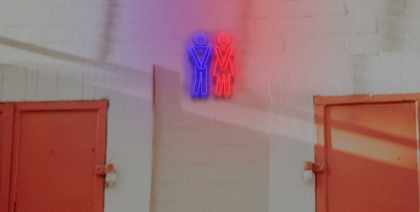 Neón iconos baño chico y chica