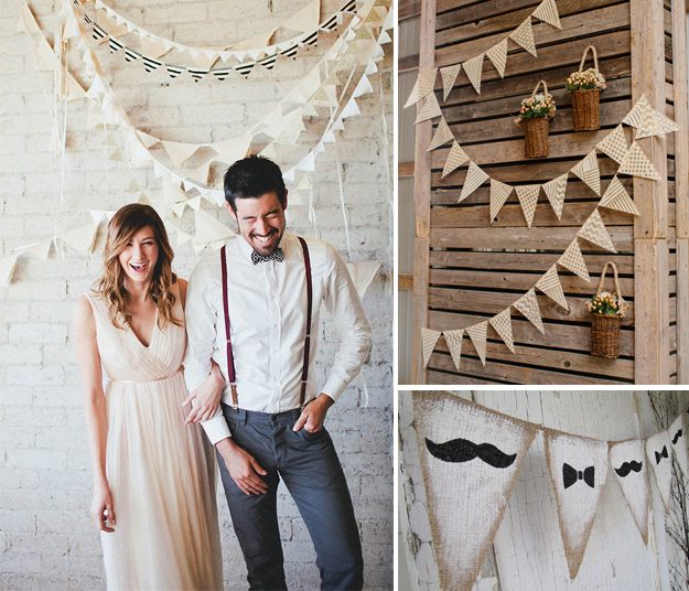 Ideas originales para bodas. Banderines de tela para bodas
