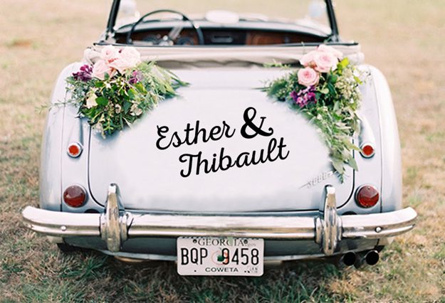 Ideas originales para bodas. Vinilo para vehículos