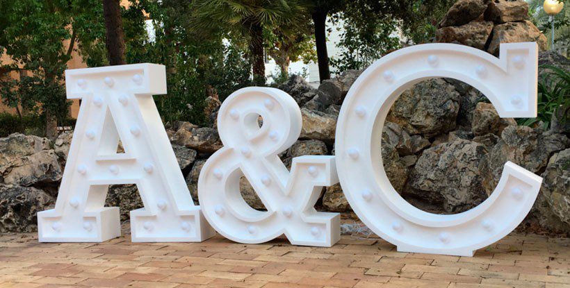 clima Cadera Manifestación Letras con luz para bodas y celebraciones