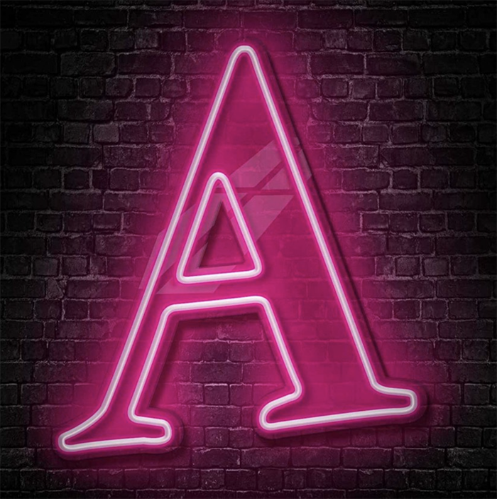 letras y logo neón